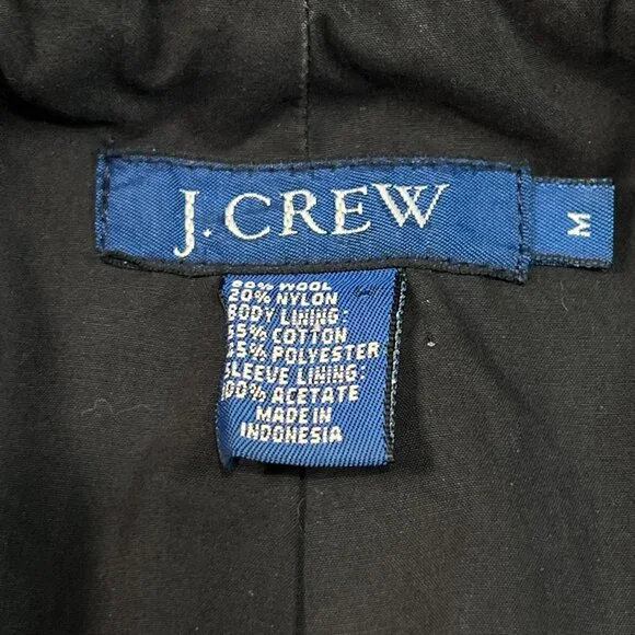 J Crew Peacoat Womens Medium Black Wool Blend